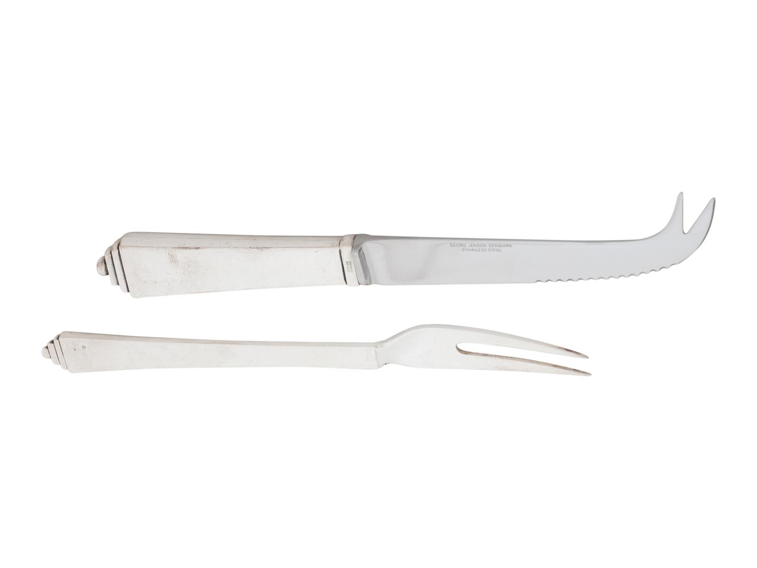 A Georg Jensen Pyramid Silver Flatware Service