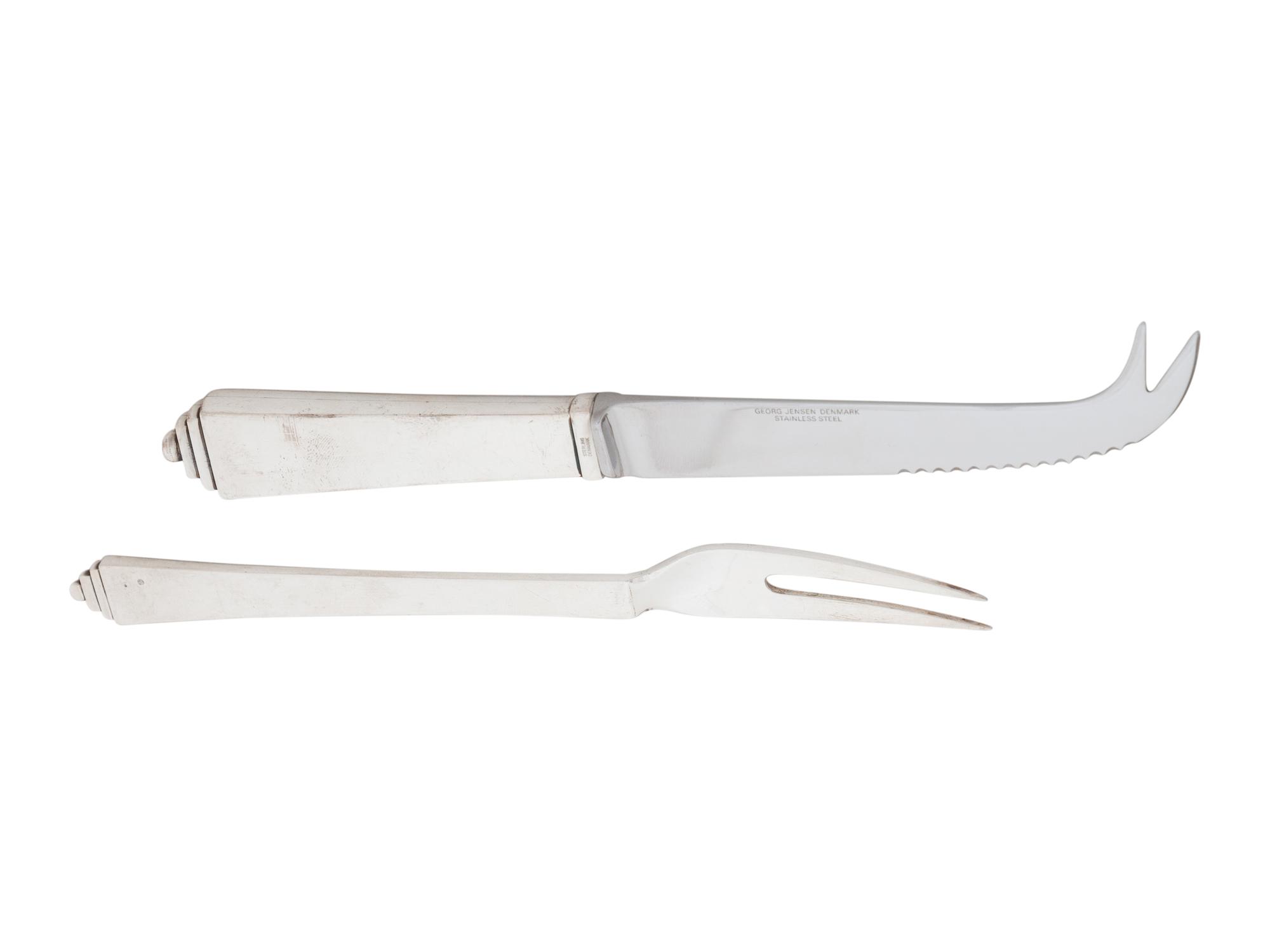 A Georg Jensen Pyramid Silver Flatware Service