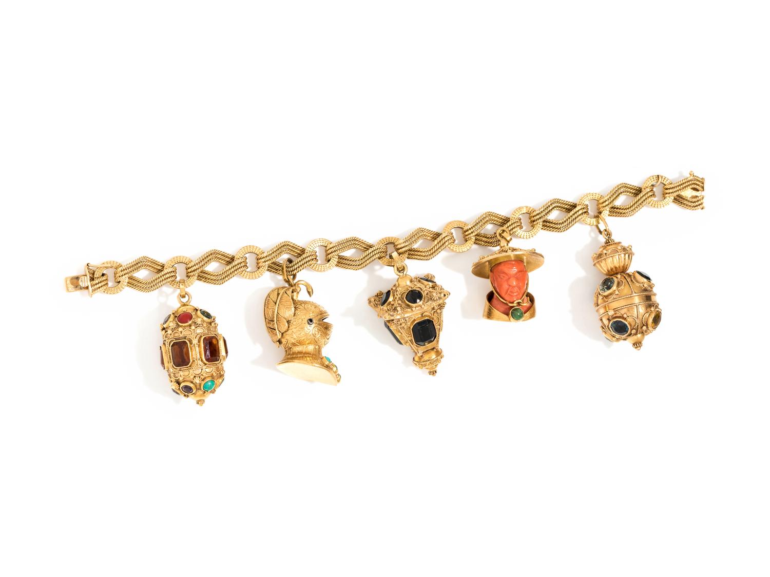 YELLOW GOLD CHARM BRACELET
