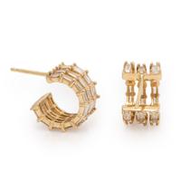 Diamond and Yellow Gold Huggie Hoop Earrings