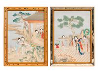 Two Chinese Ink and Color on Paper Paintings Depicting Ladies