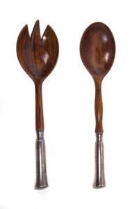A Pair of Sterling Silver Handled Salad Servers Length 11 inches. — 20TH CENTURY