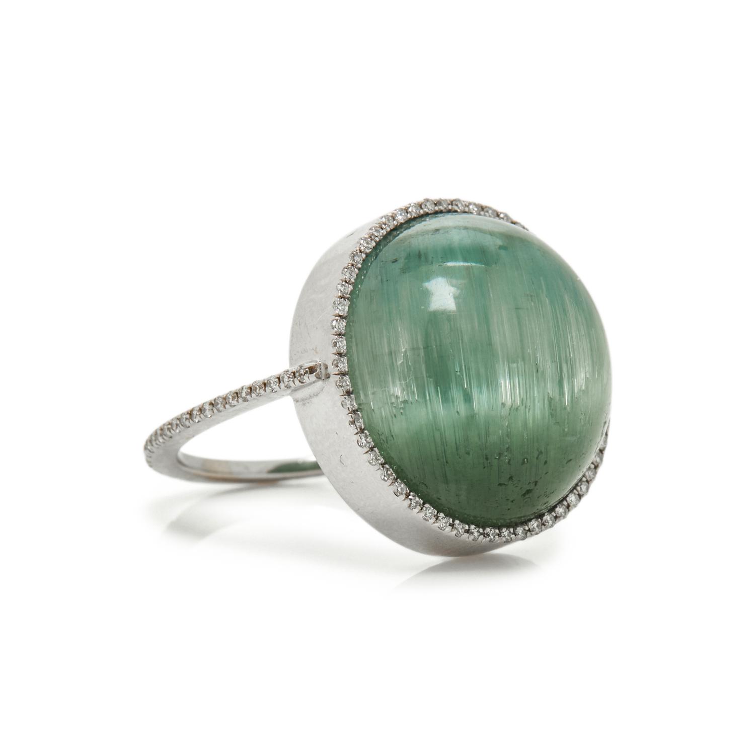 CAT'S EYE TOURMALINE AND DIAMOND RING