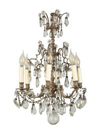 A Silvered Metal Six-Light Chandelier