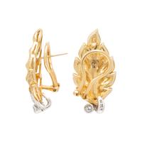 YELLOW GOLD AND DIAMOND LEAF EARRINGS