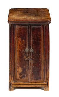 A Chinese Elmwood Cabinet Height 26 3/4 x width 15 x depth 15 inches. — 19TH CENTURY
