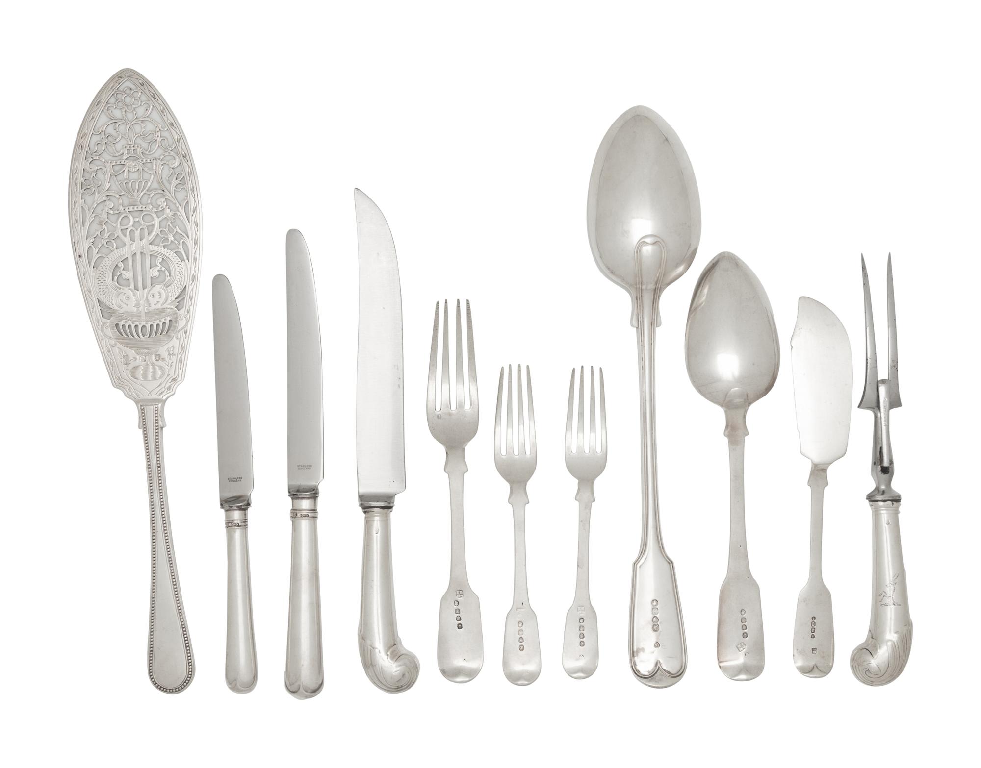 An English Silver Flatware Service