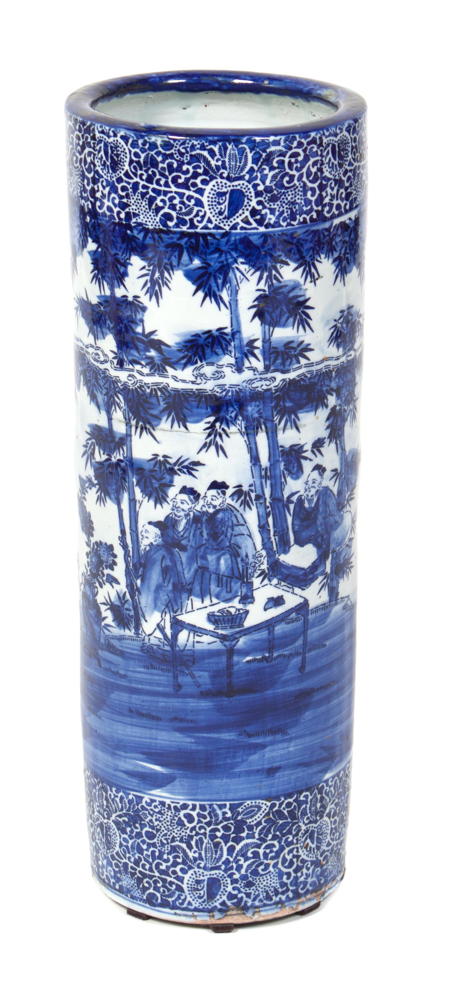 A Chinese Porcelain Umbrella Stand Height 24 inches.