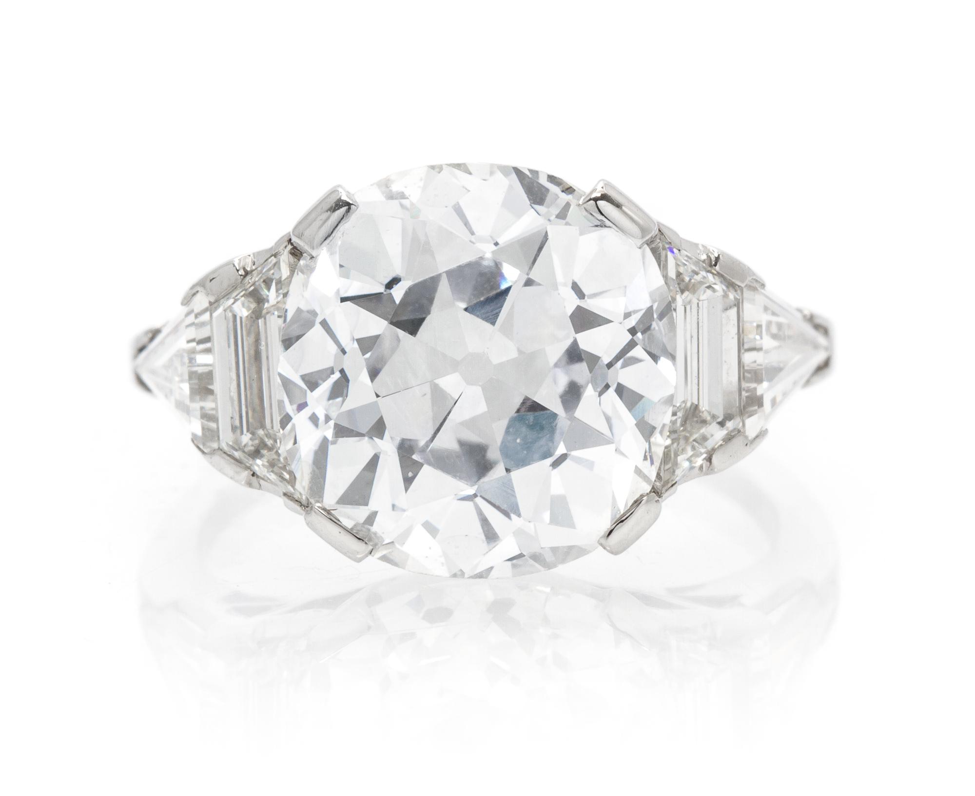 A Platinum and Antique Cushion Cut Diamond Ring, 4.80 dwts.