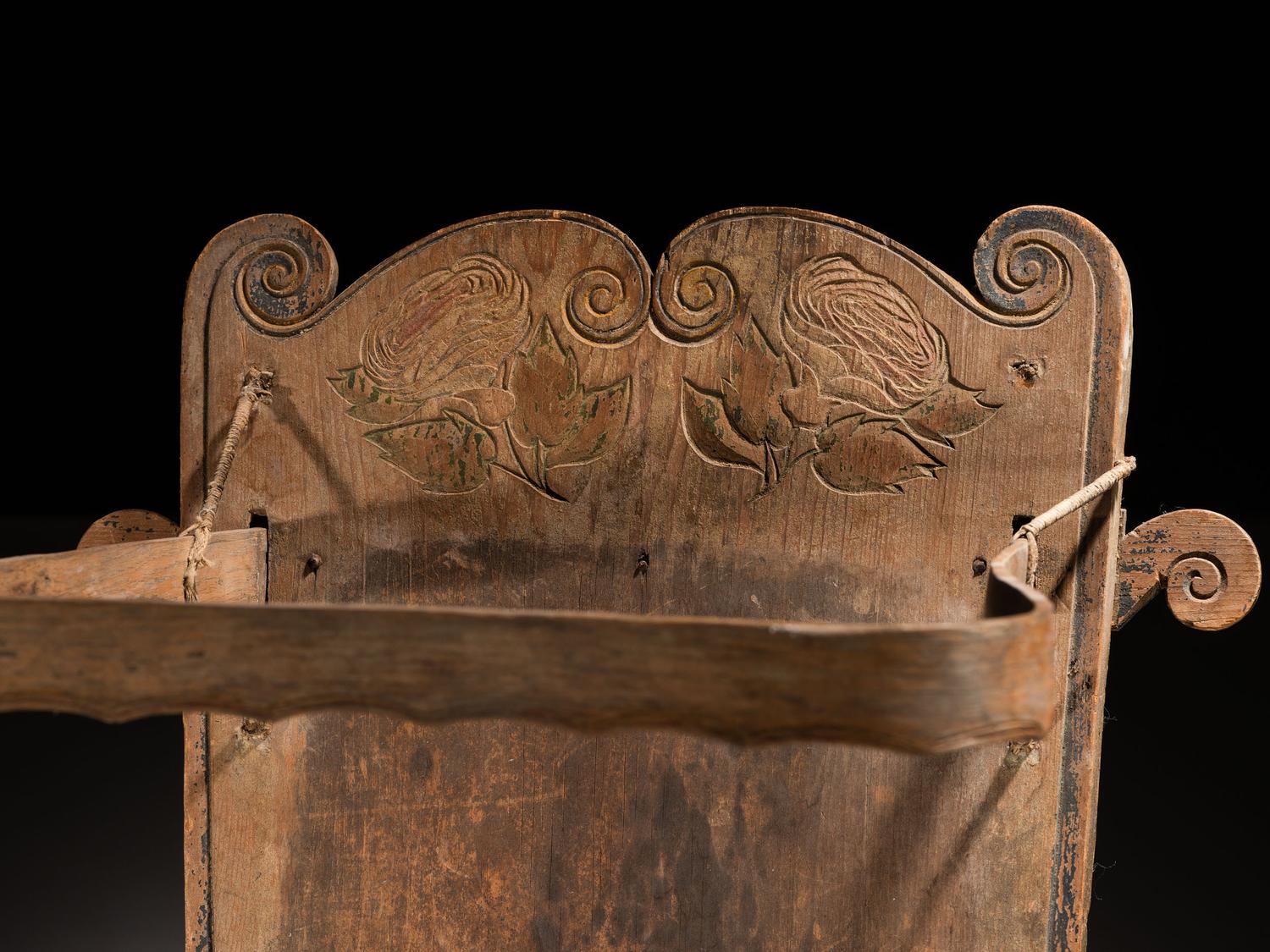 Mohawk Carved and Painted Cradleboard