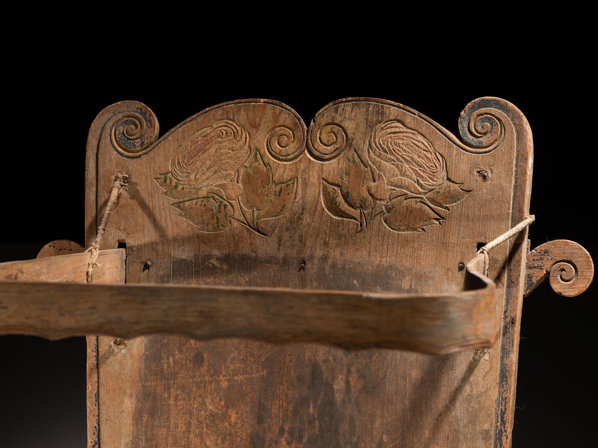 Mohawk Carved and Painted Cradleboard
