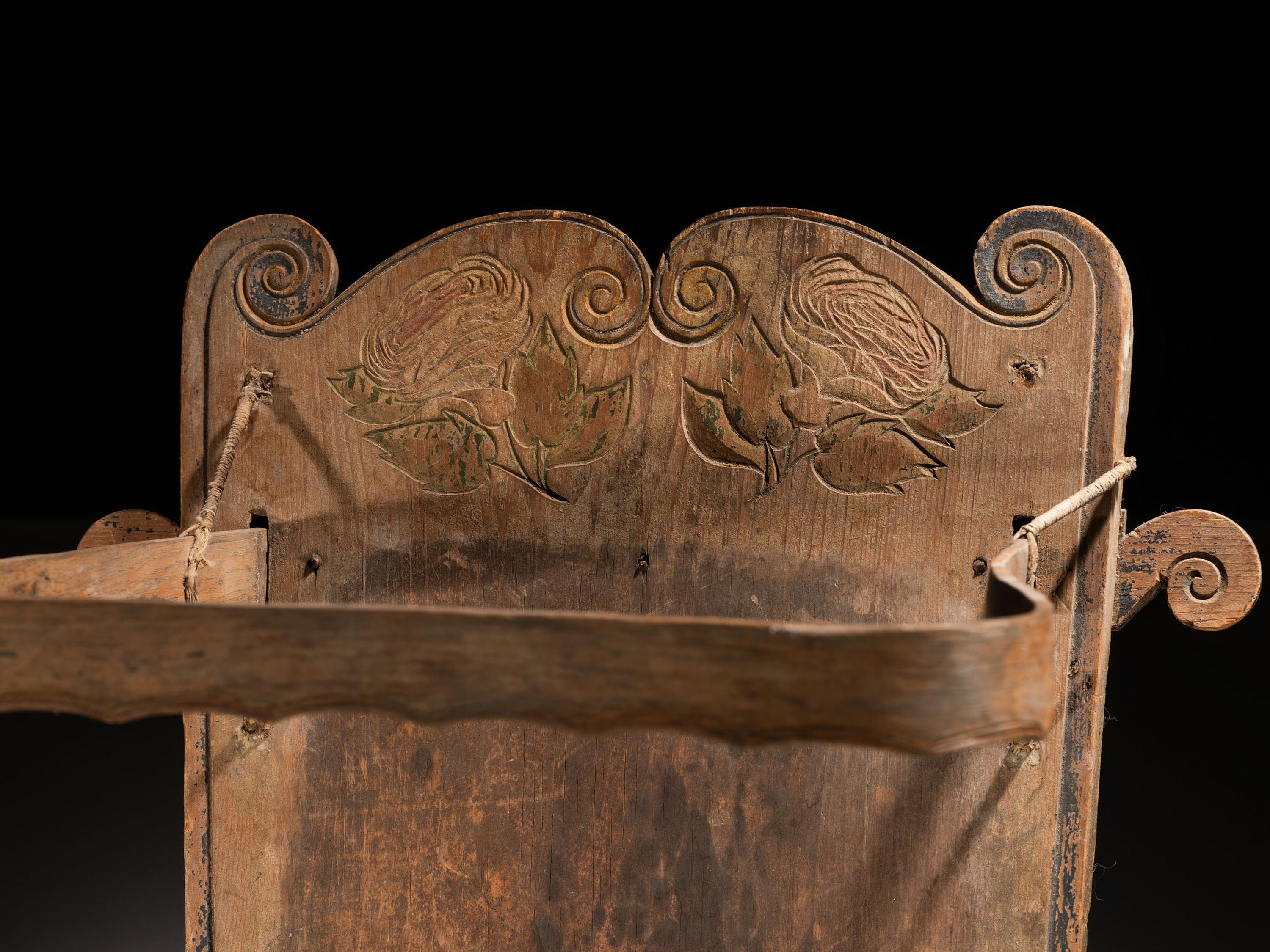 Mohawk Carved and Painted Cradleboard
