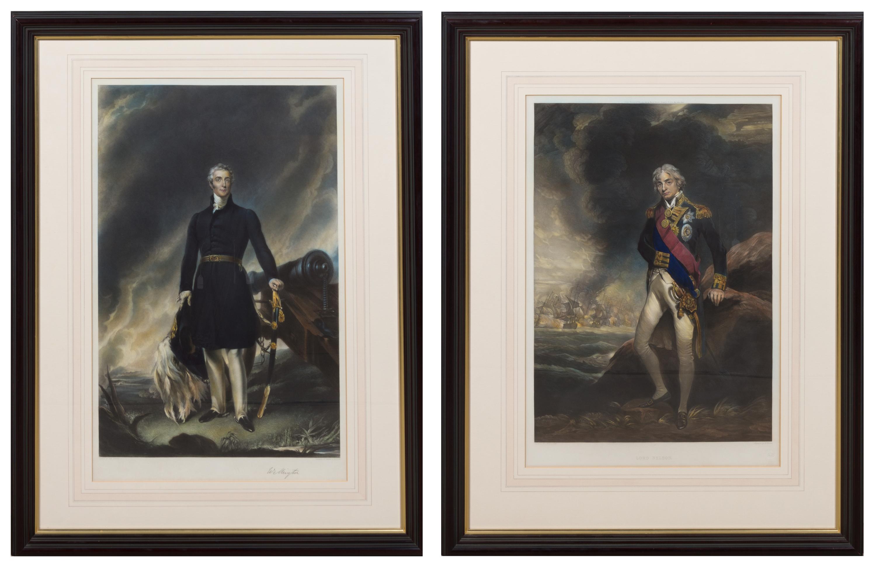 Two English Mezzotints on Paper each approximately 37 1/2 x 29 inches. — 19TH CENTURY