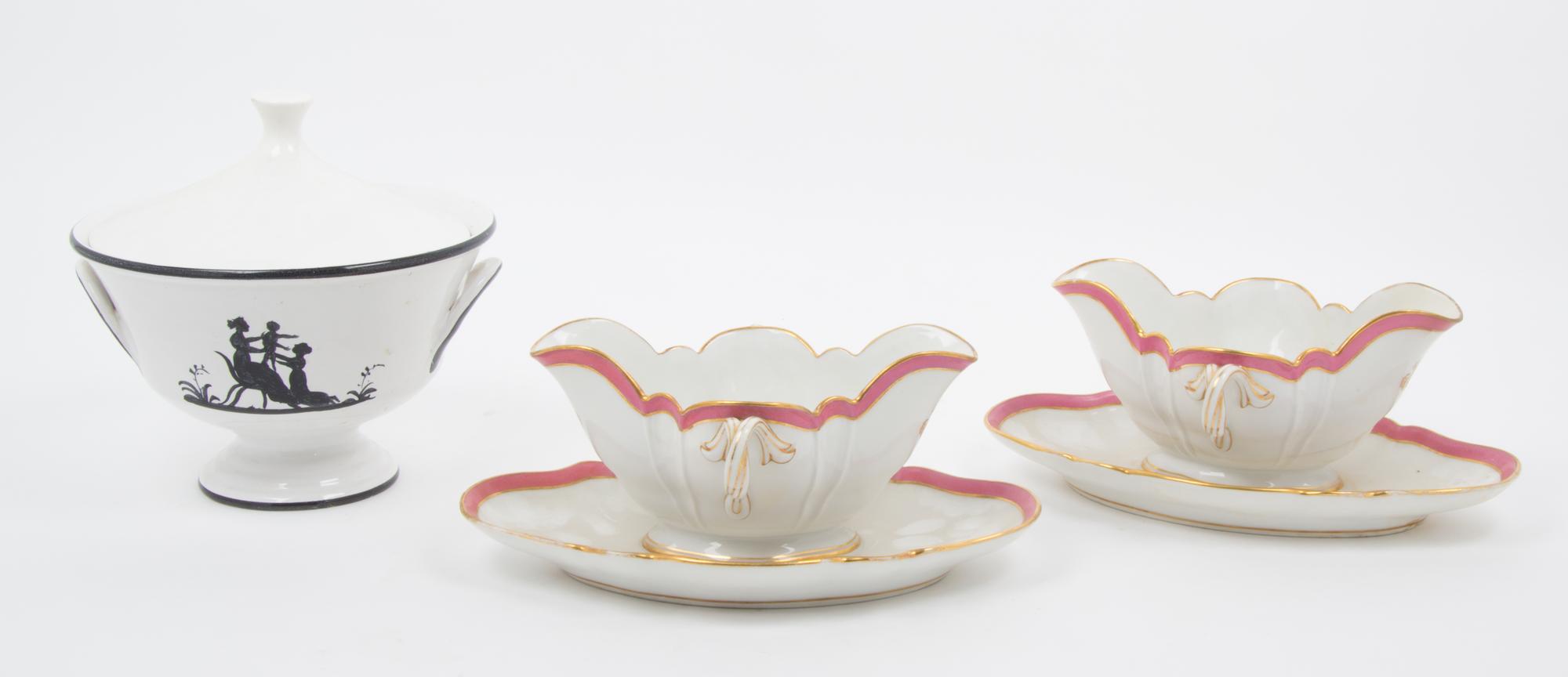A Pair of French Porcelain Gravy Boats Width of gravy boats 11 inches. — 19TH/20TH CENTURY