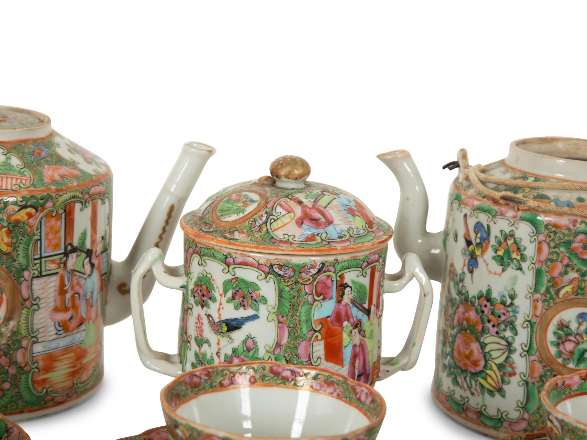 A Chinese Export Rose Medallion Porcelain Tea Service