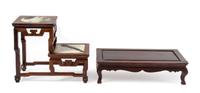 Two Chinese Hardwood Stands Height 11 1/4 x Length 13 1/2 x Depth 7 3/8 inches. — 20TH CENTURY