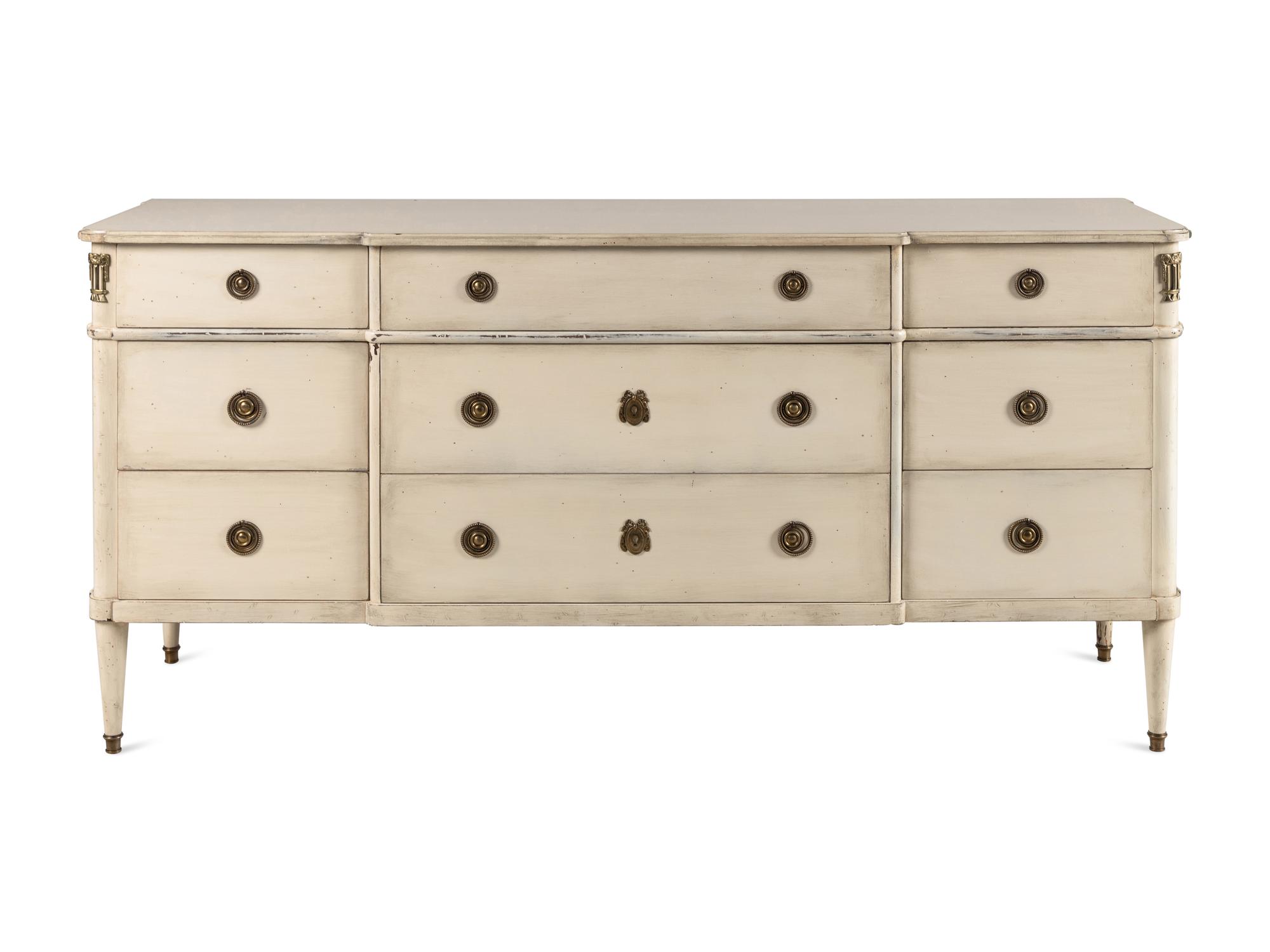 A White-Painted Breakfront Console Commode