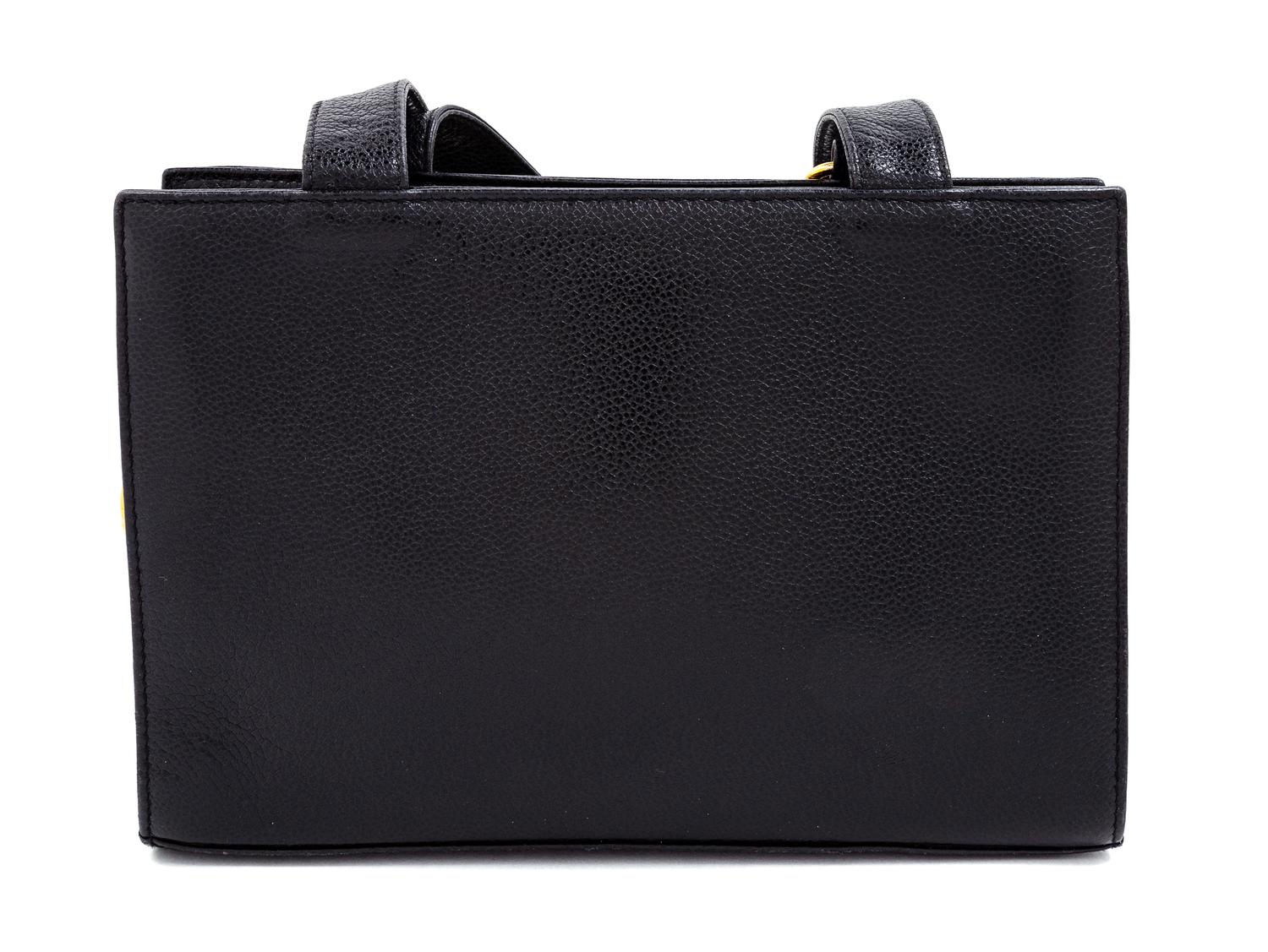 A Gianni Versace Black Leather Medusa Medallion Shoulder Bag, 6.25" H x 9.25" W x 2.75" D; Strap drop: 19.25".