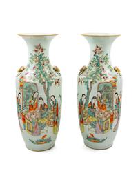 A Pair of Chinese Qianjiang Enameled Porcelain Yen-Yen Vase