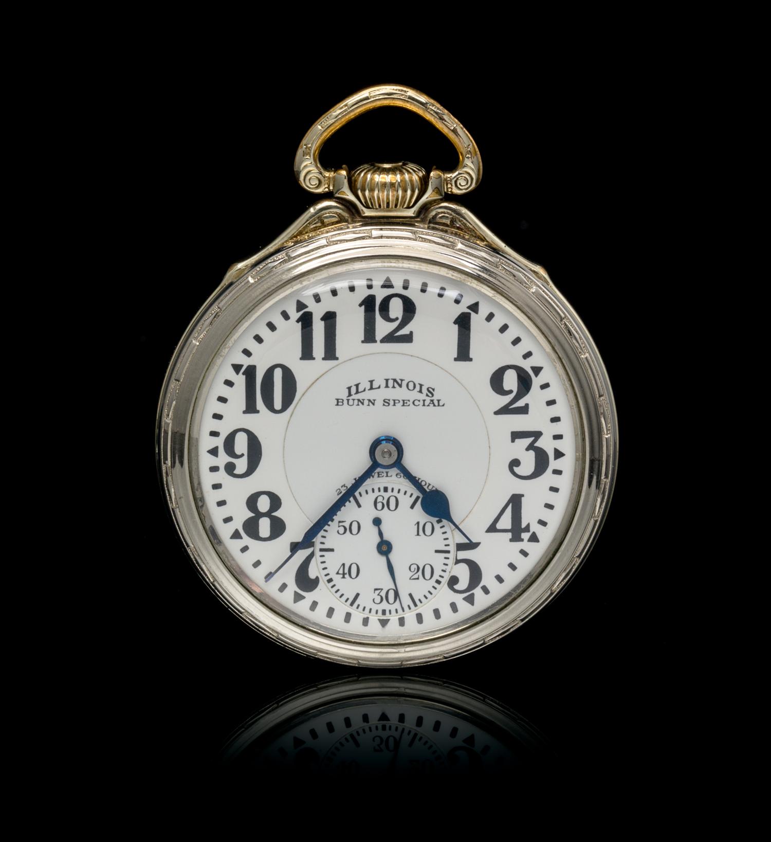 A 14 Karat Gold Filled 60-Hour Bunn Special 163 Open Face Pocket Watch, Illinois, Circa 1931,