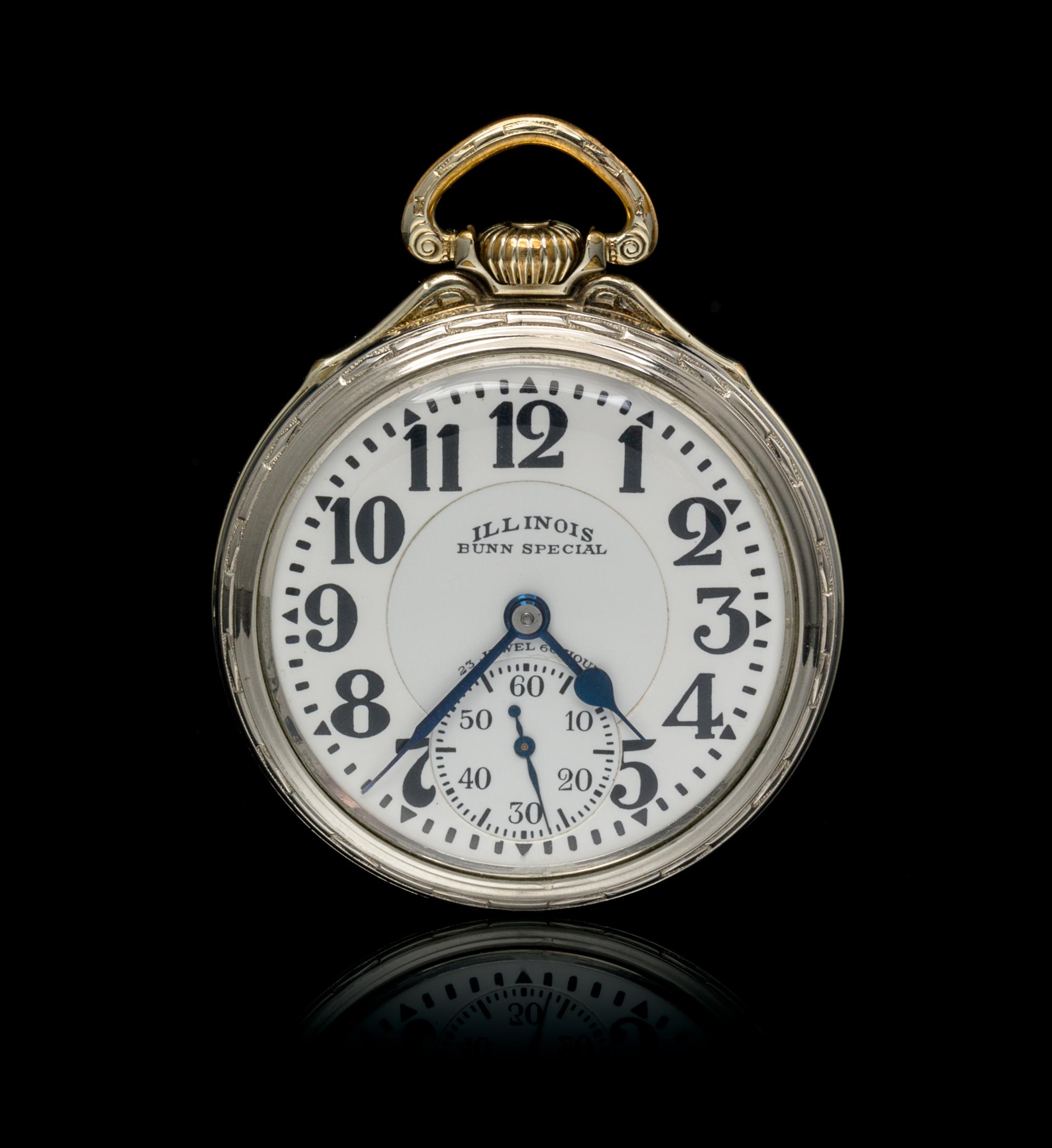A 14 Karat Gold Filled 60-Hour Bunn Special 163 Open Face Pocket Watch, Illinois, Circa 1931,