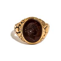A Neoclassical Gold and Carnelian Finger Ring with the Portrait Head of a Woman