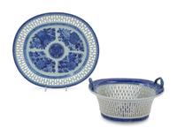 A Chinese Export Blue Fitzhugh Porcelain Square Bowl