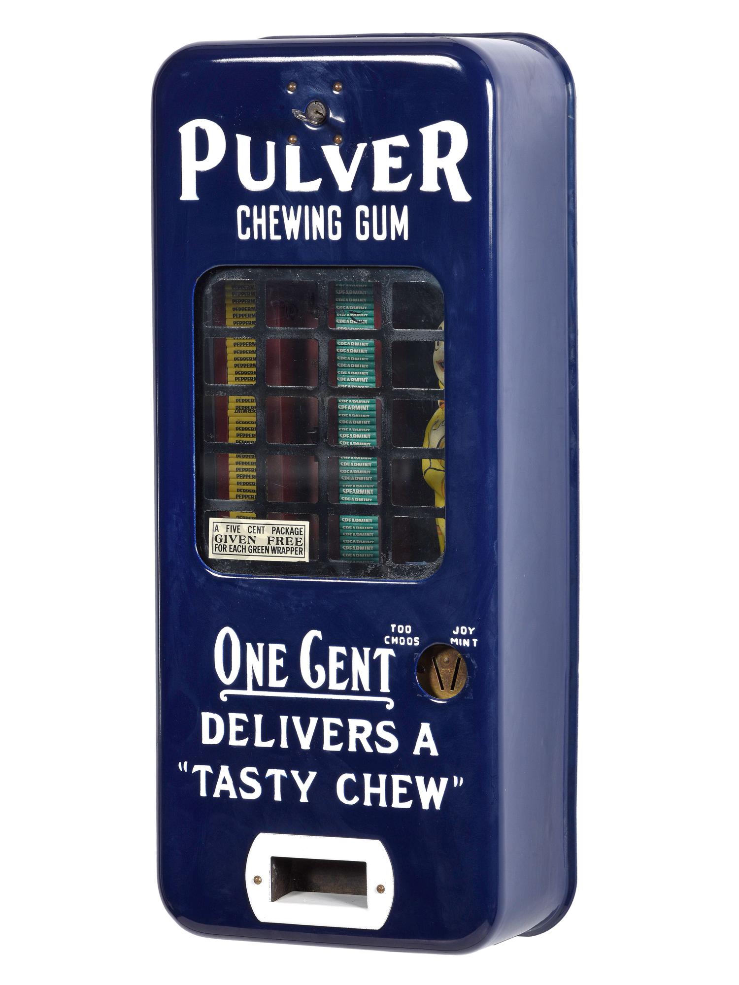 A Pulver Chewing Gum One Cent Porcelain Dispenser with Clown