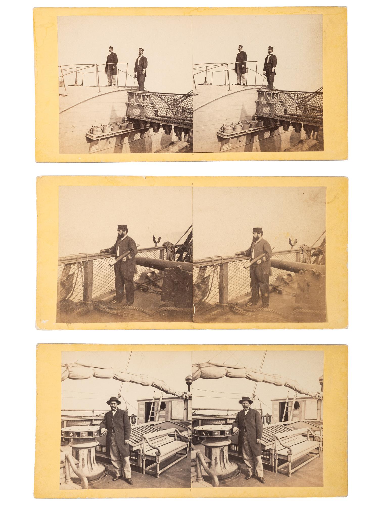 [CIVIL WAR]. COOLEY, Sam A., photographer. A group of 3 stereoviews of the SS Arago and USS Fulton , comprising: