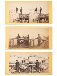 [CIVIL WAR]. COOLEY, Sam A., photographer. A group of 3 stereoviews of the SS Arago and USS Fulton , comprising: