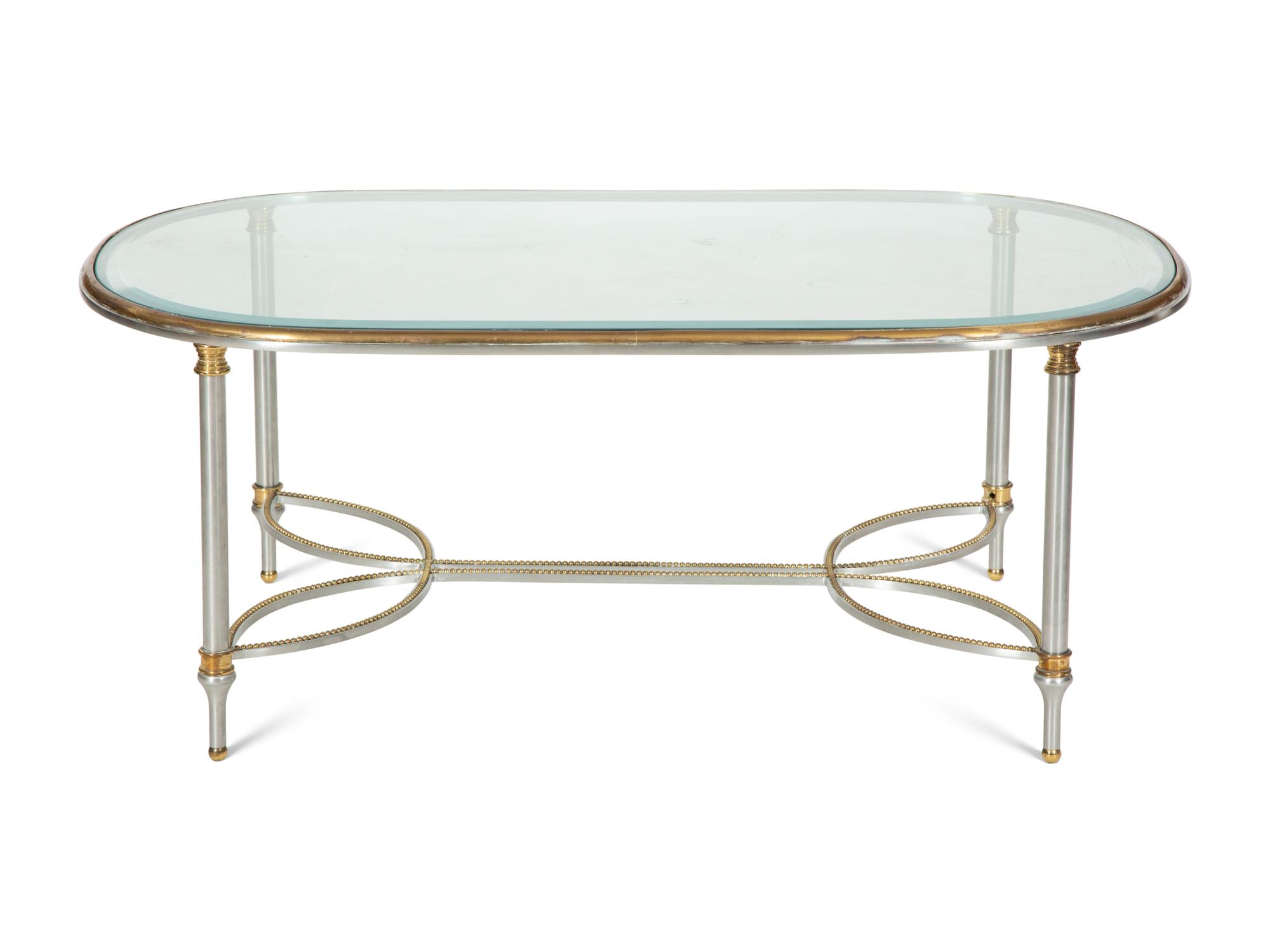 A Steel and Brass Low Table in the Style of Maison Jansen