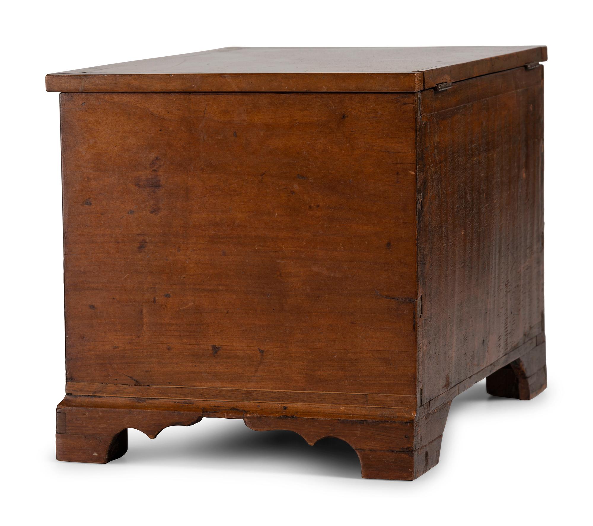 A Federal Eagle Inlaid Cherrywood Diminutive Blanket Chest