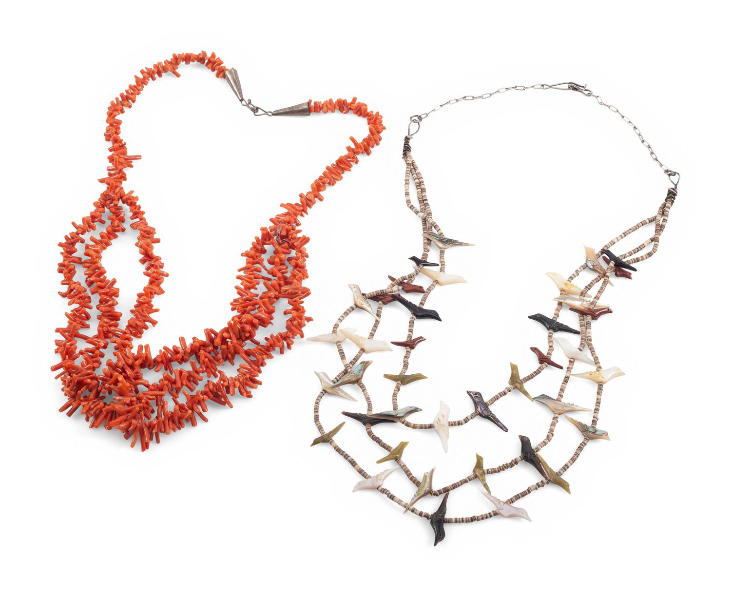 Zuni Three-strand Bird Fetish Necklace, PLUS