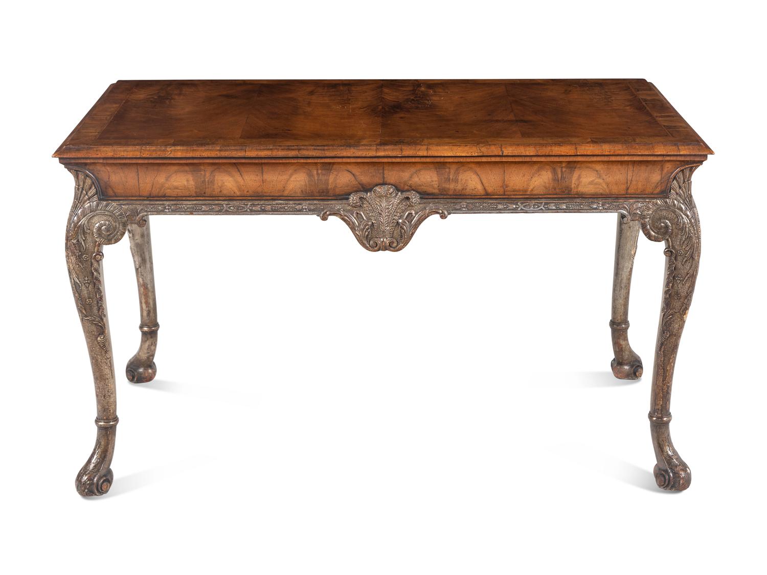 A George II Style Parcel-Gilt Walnut Center Table