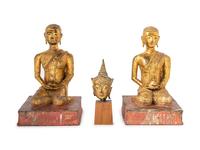 A Pair of Thai Gilt Bronze Figures
