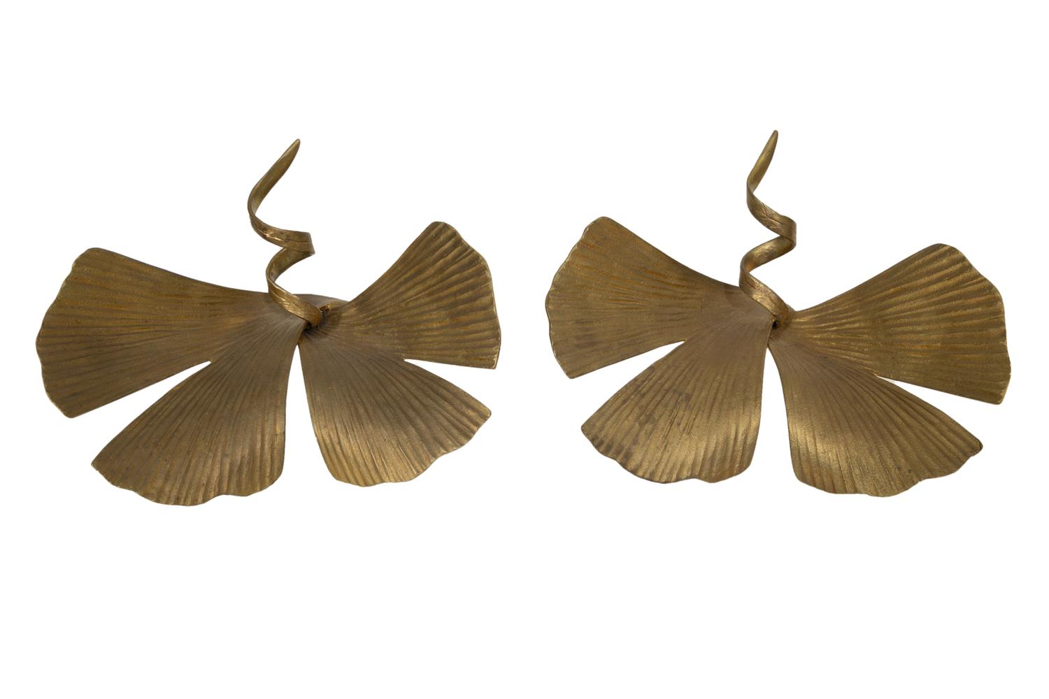 A Pair of Marc Bankowsky Bronze Ginko Candlesticks