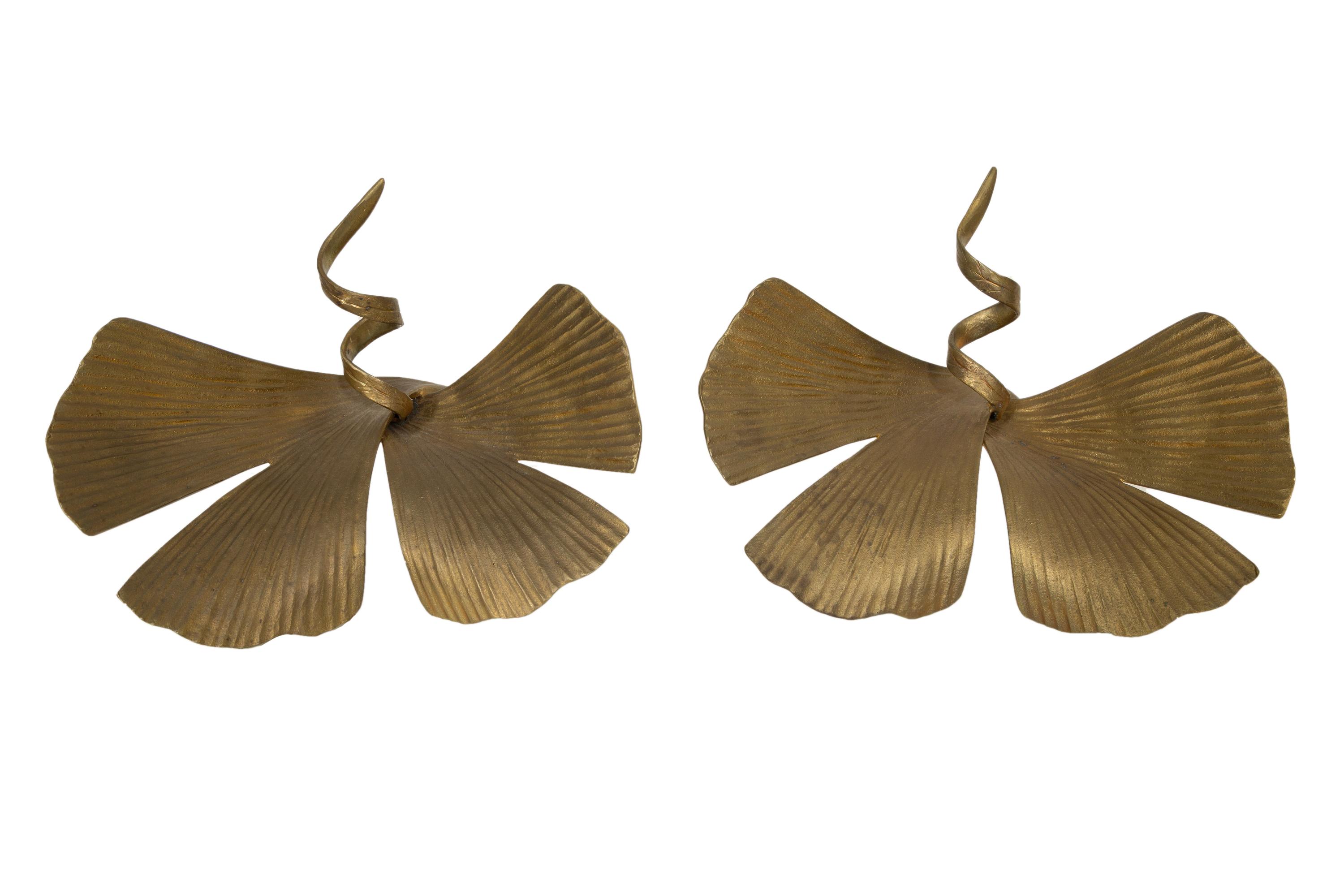 A Pair of Marc Bankowsky Bronze Ginko Candlesticks
