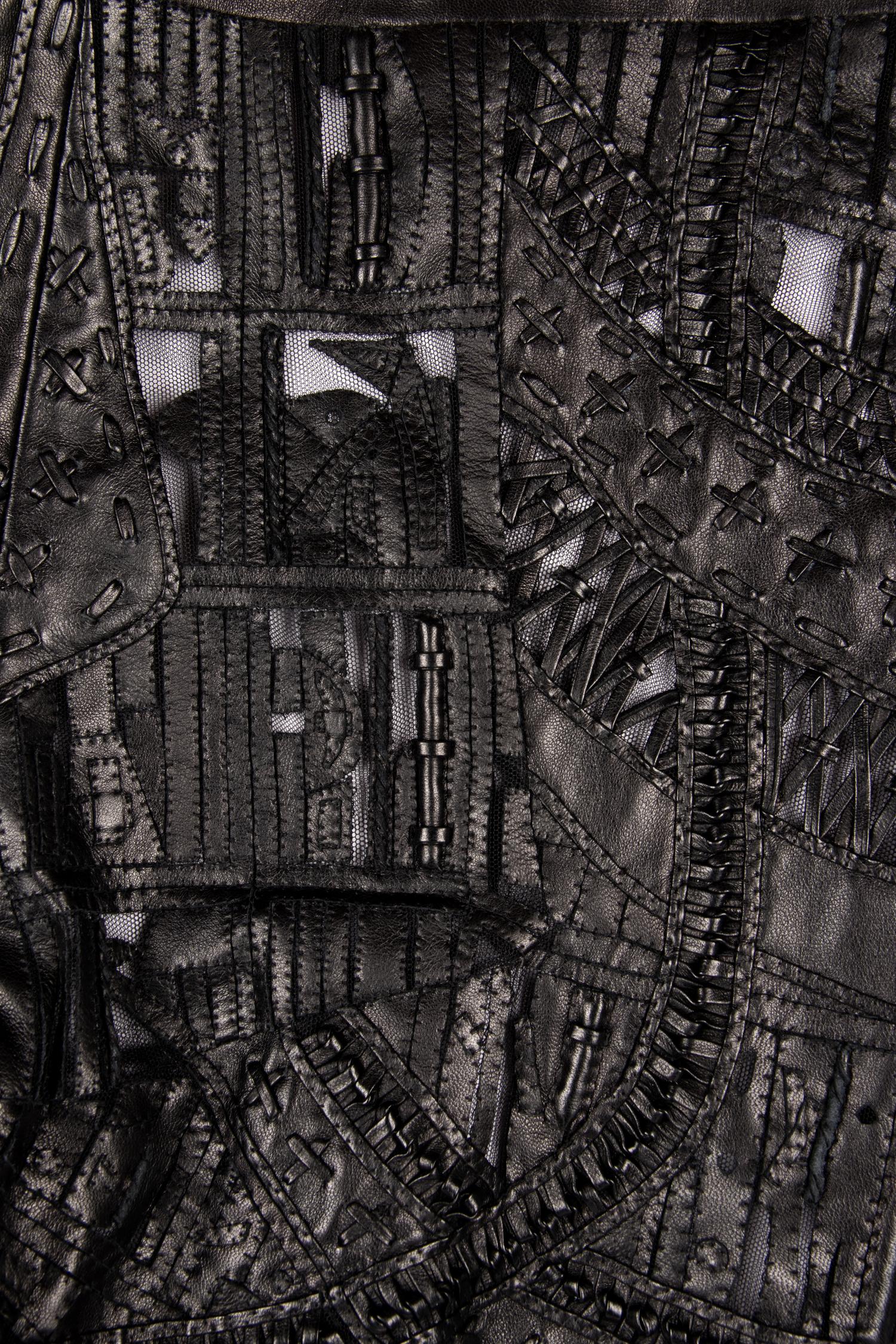 Ralph Rucci Cut and Embroidered Leather Jacket