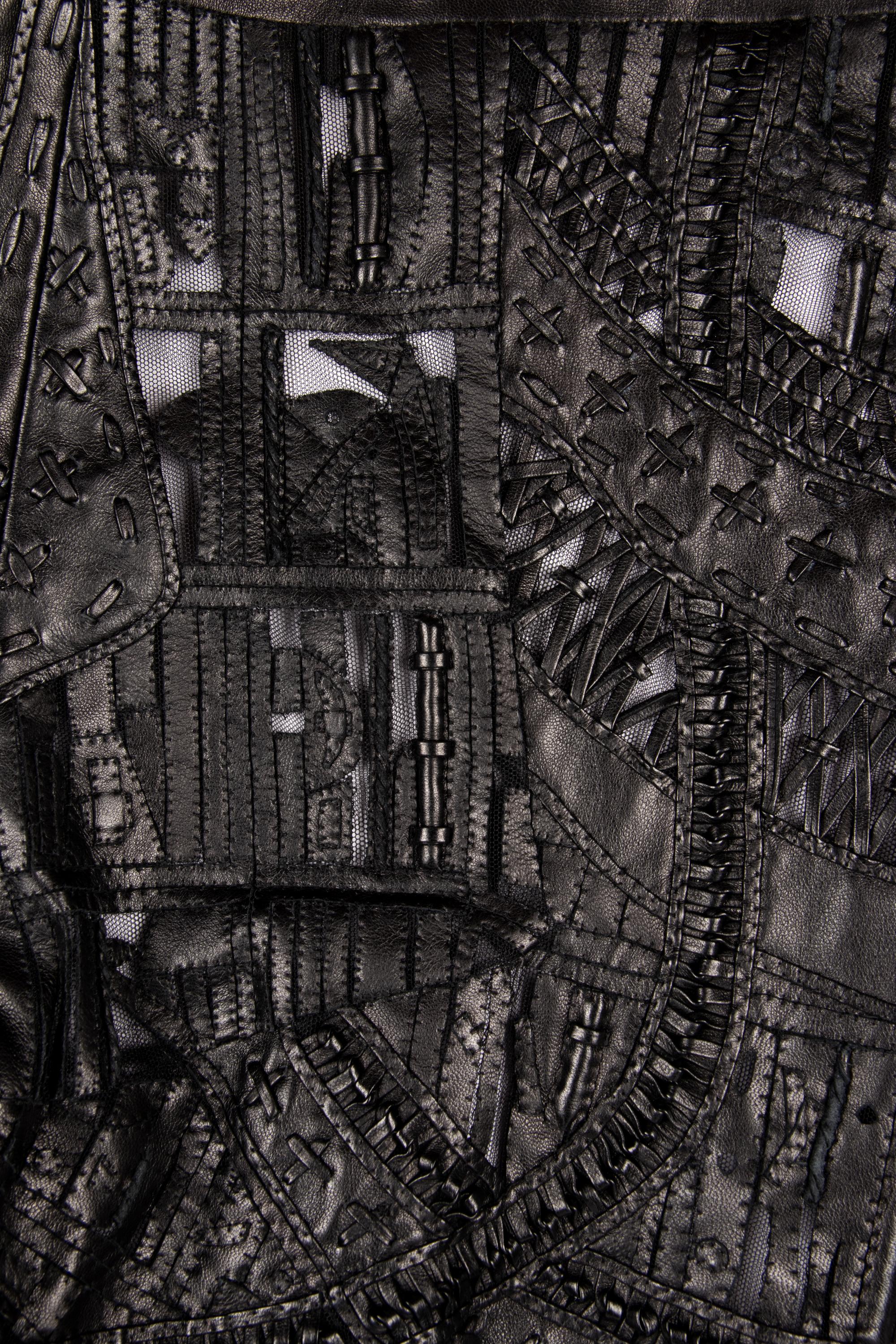 Ralph Rucci Cut and Embroidered Leather Jacket