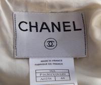 A Chanel Black and Cream Wool Boucle Coat, Coat size 44; Belt 39".