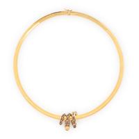 YELLOW GOLD OMEGA NECKLACE WITH SNAKE SLIDE CHARM