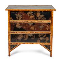 A Victorian Bamboo and Lacquer Chest of Drawers