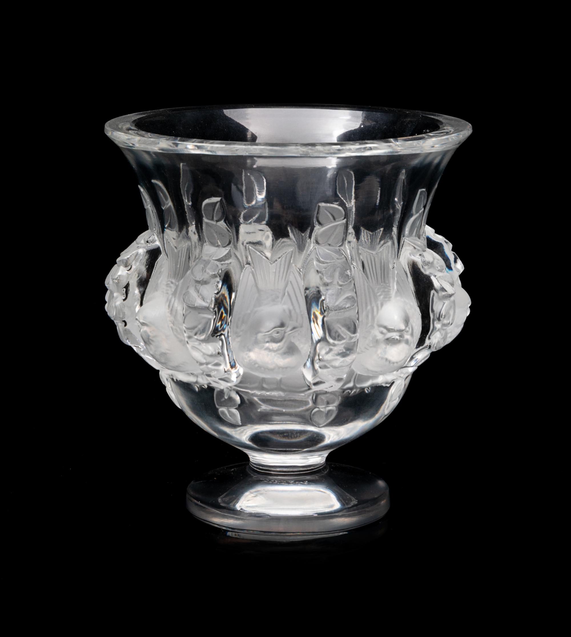 Lalique Bud Vase Height 6 5/8 x diameter 4 3/4 inches.