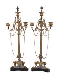 A Pair of Neoclassical Gilt Bronze Four-Light Candelabra