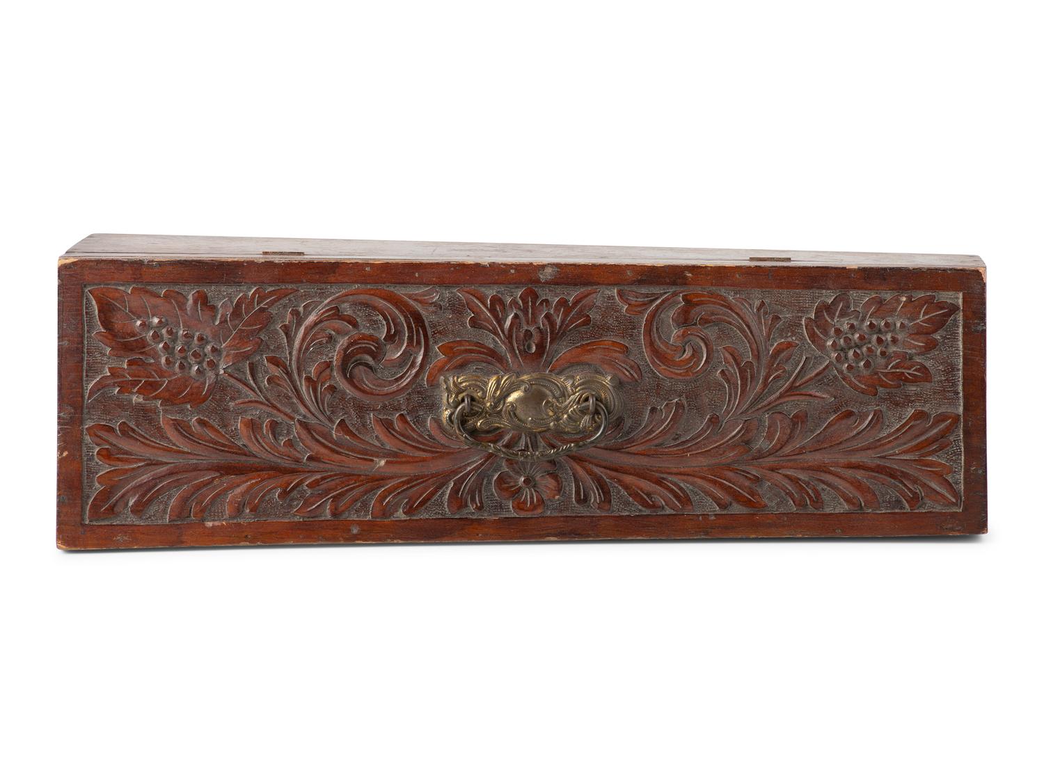 An American Carved Cherrywood Bacchante and Infant Sculpture