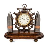 A Continental Steel and Brass Nautical Mantel Clock