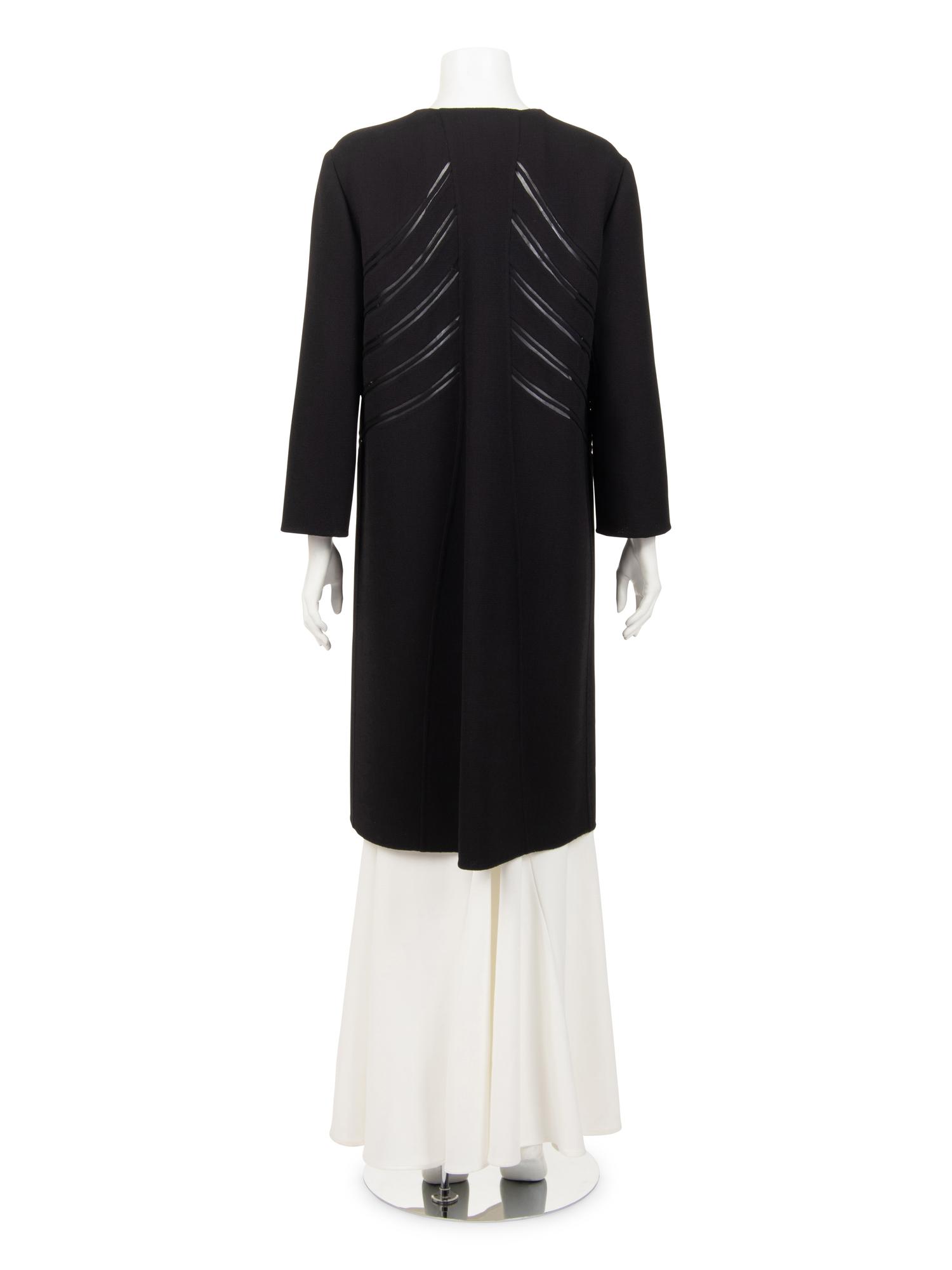 Ralph Rucci Wool Crepe Coat with Knotted Piping Detail