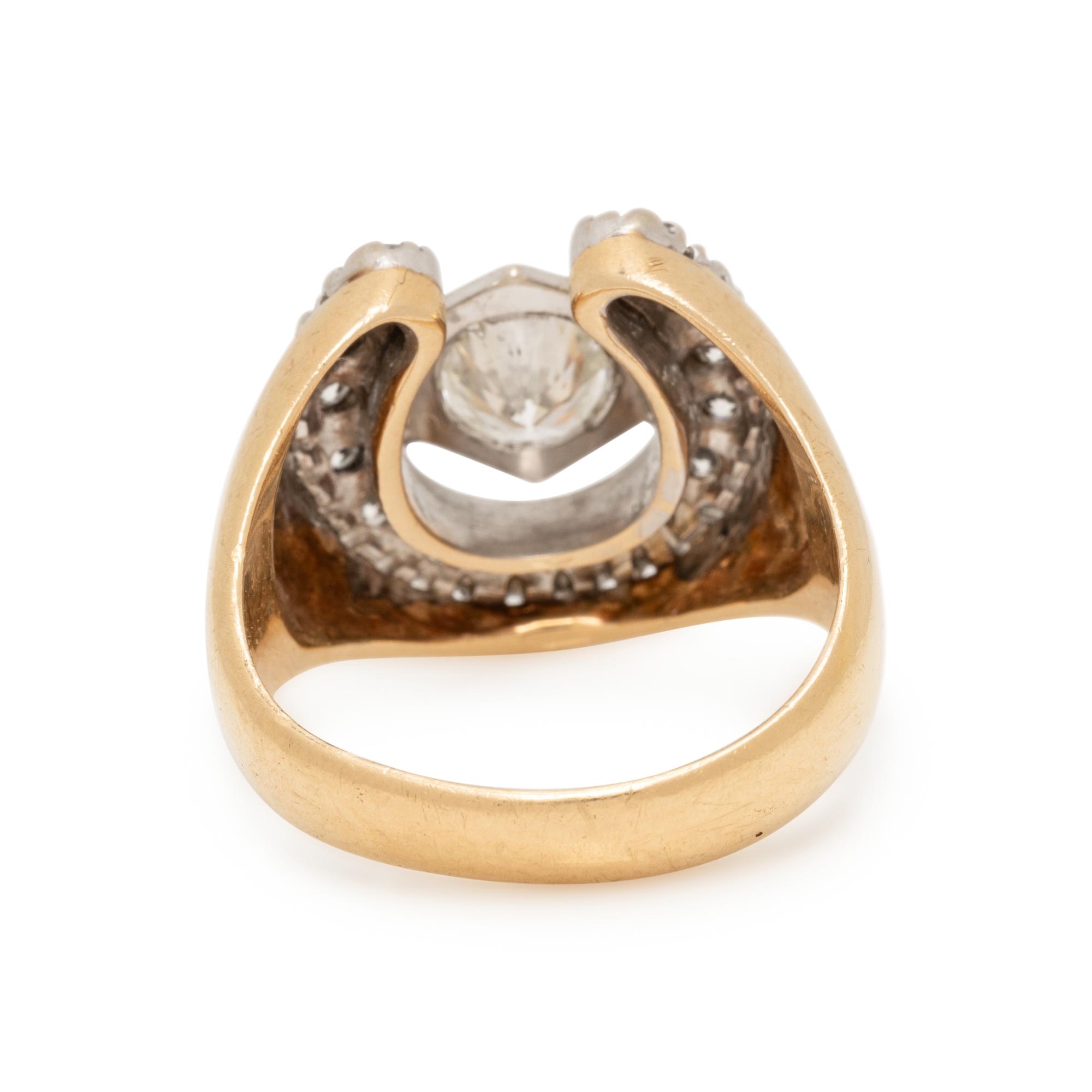 YELLOW GOLD AND DIAMOND HORSESHOE RING