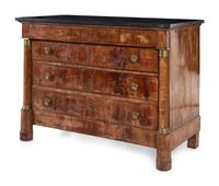 An Empire Style Mahogany Marble-Top Commode