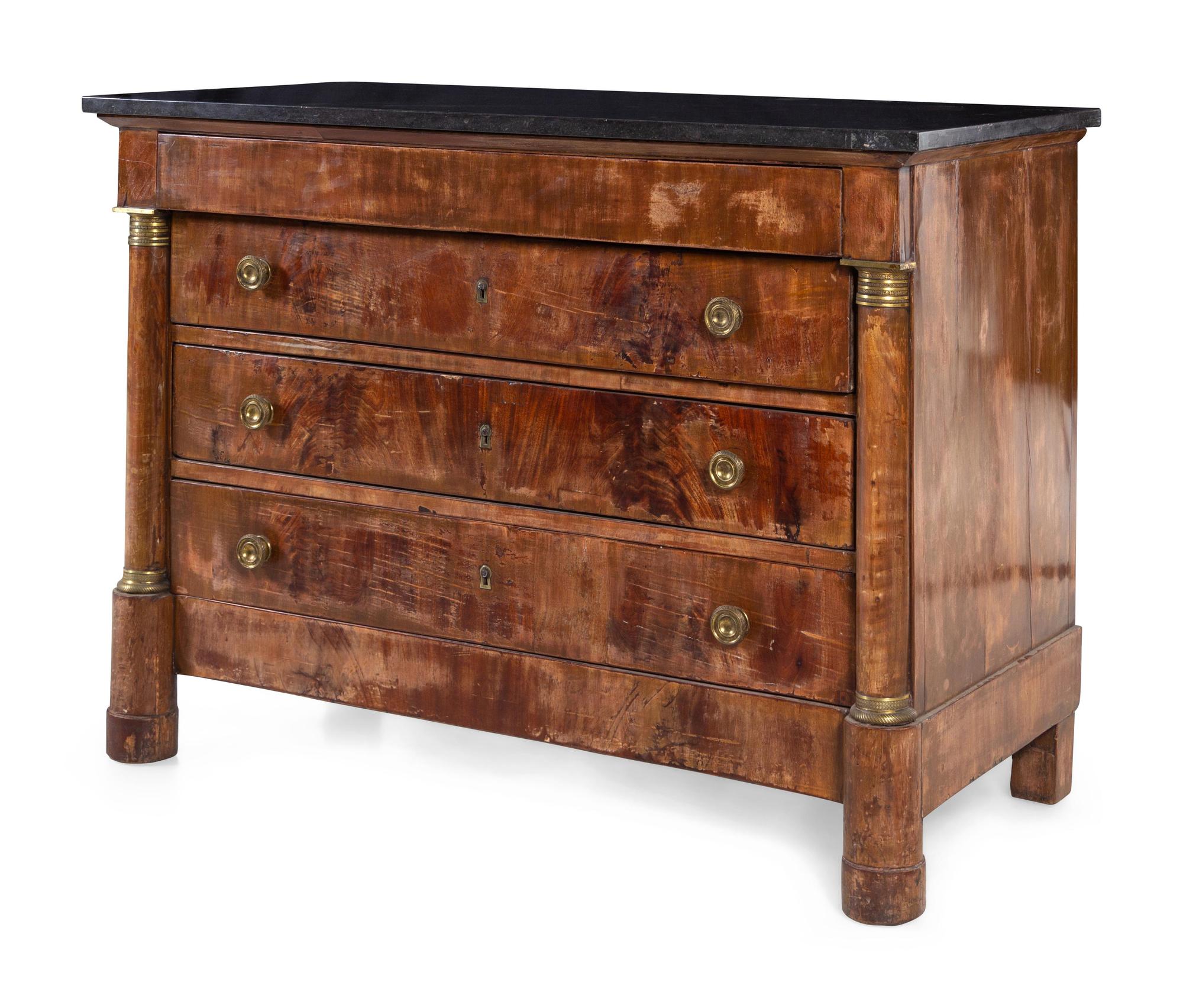 An Empire Style Mahogany Marble-Top Commode